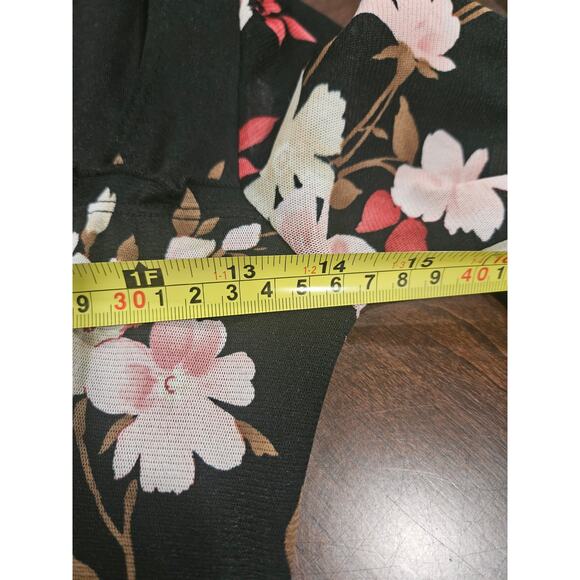 Black Floral Sheer Babydoll Whimsygoth Y2K Mini Dress S Fairy Goth Asian Romance - Picture 4 of 5